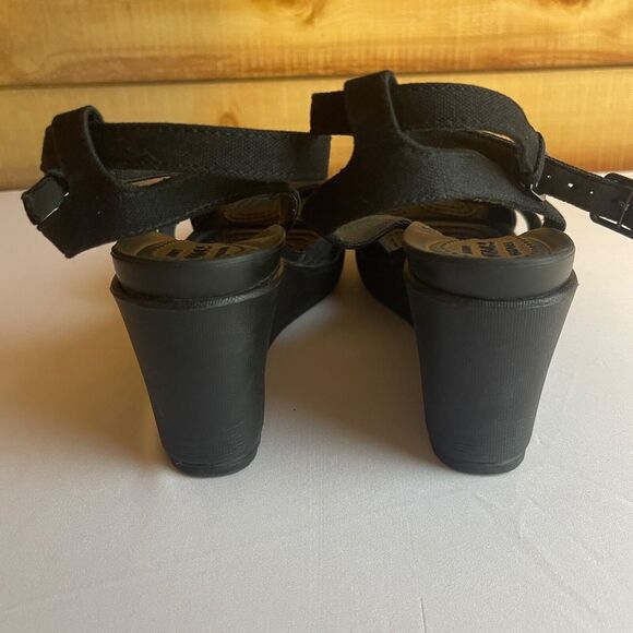 Crocs Leigh II Black Wedge Strappy Adjustable Slip On‎ Sandals Heels Womens 11 - Picture 4 of 7